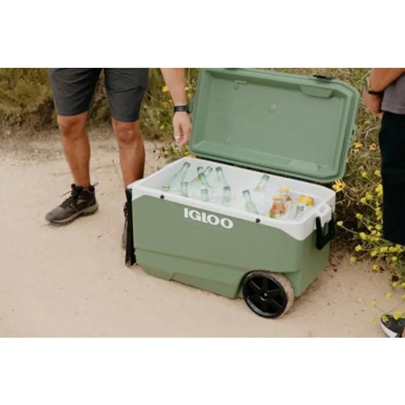 90 QT Maxcold Lattitude Cooler, Insulated Cooler Chest with Wheels, Leak-Proof Outdoor Cooler, 134 Can Capacity