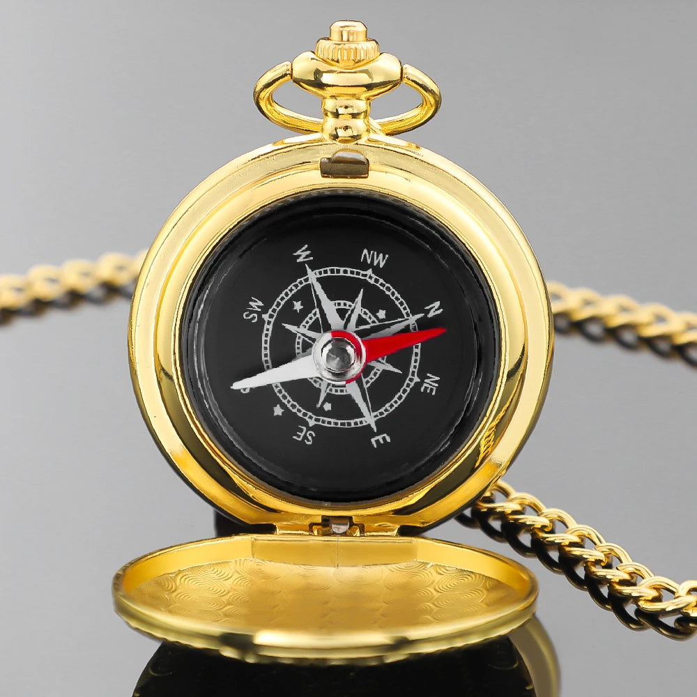 Vintage Golden Design Compass Pocket Watch Outdoor Camping Hiking Portable Pocket Brass Compass Navigation Women Men Gifts