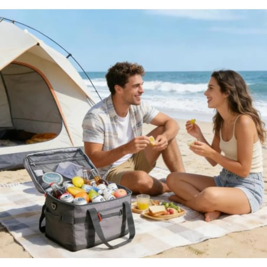 Soft Sided Cooler Bag Insulated 30/48/60 Cans, Large Collapsible and Leakproof Ice Chest for Picnic, Beach, Camping, Travel