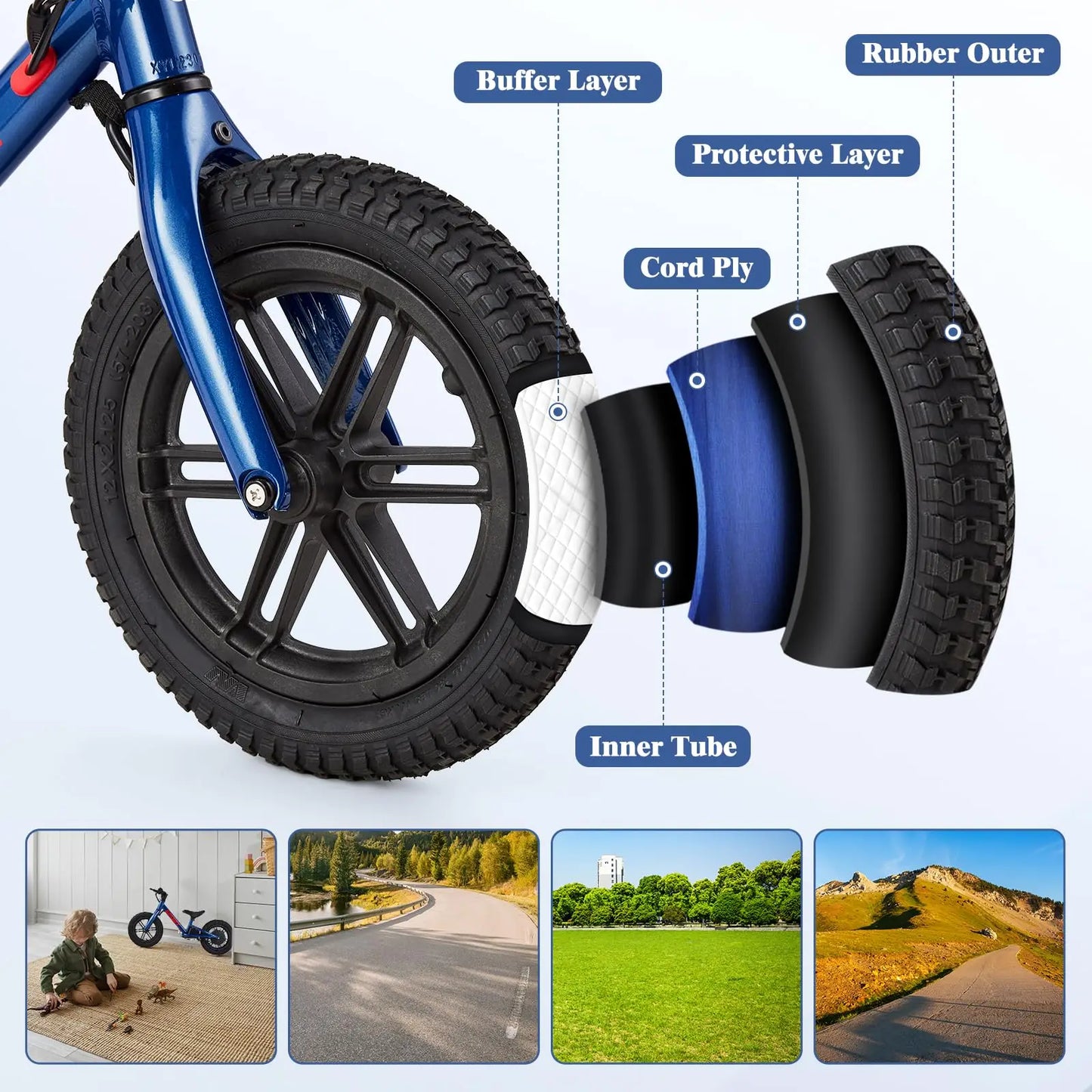 24V 100W Kids Electric Balance Bike, 12 Inch Pneumatic Tires, 2 Speed Modes, Adjustable Seat, E Dirt Bike For Boys Girls Ages 3-5