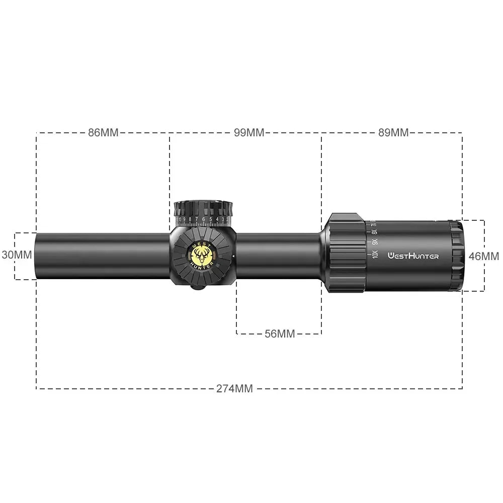 HD GEN2 1-10X24 IR Compact Scope LPVO Optical Sights R/G Illumination 1/4MOA Reticle Hunting Riflescope