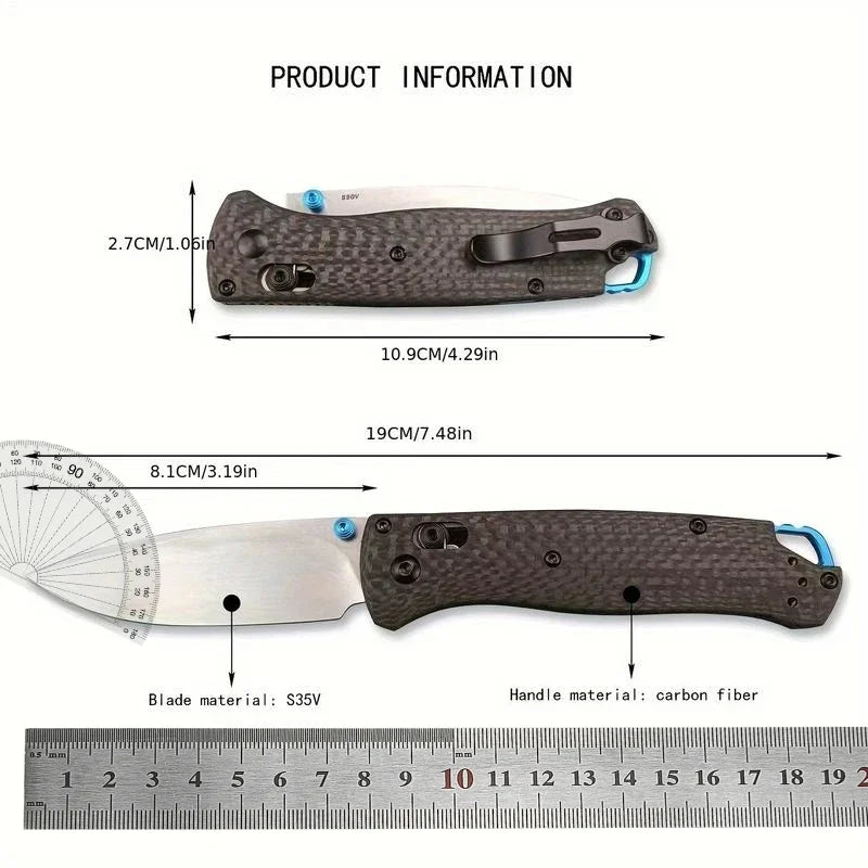 Folding Knife with Carbon Fiber Handle BM 535/533 Multi-functional and Practical Cutting Knife for Outdoor Fishing and Camping