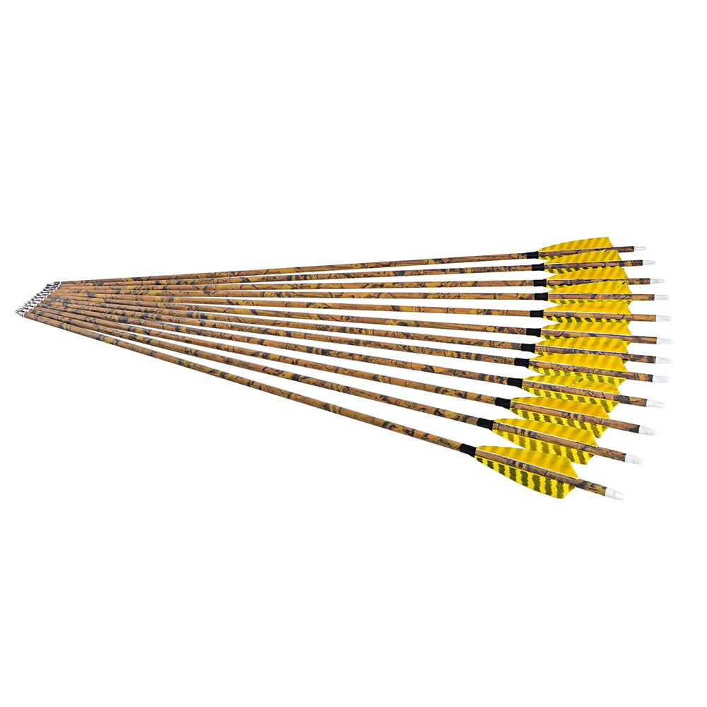 Mixed Carbon Arrows Camo Color Spine 500 100 grain Arrowhead Arrow Shaft ID6.2mm for Bow Hunting Shooting Target 6/12pcs
