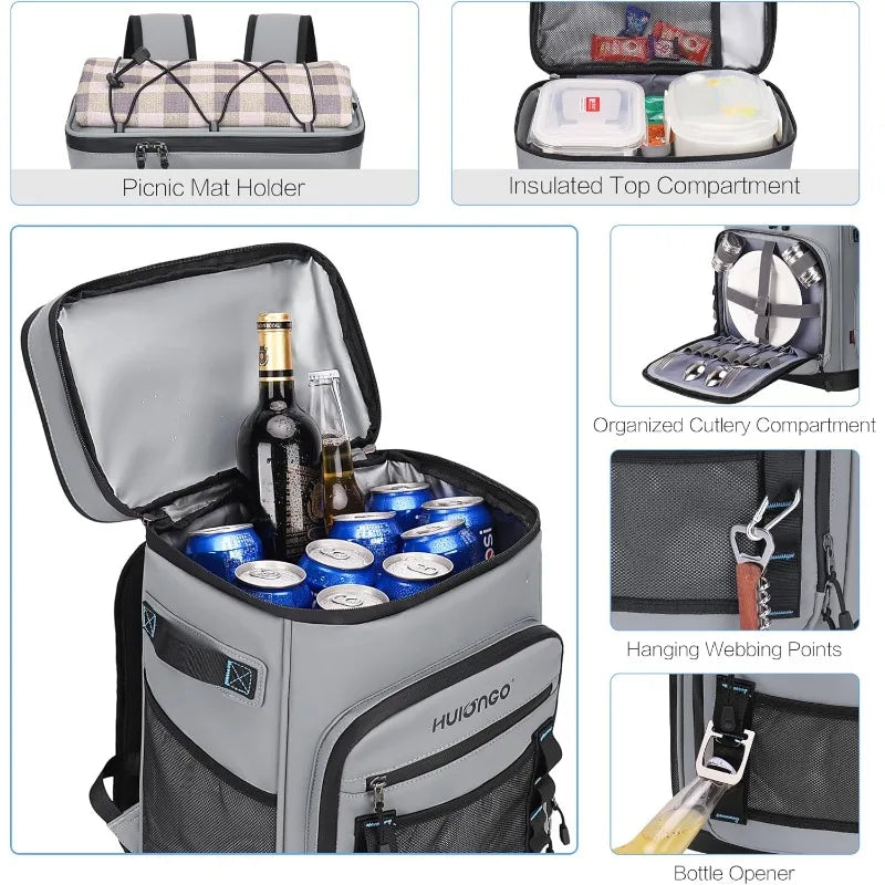 Large Waterproof Insulated Cooler Backpack for Men & Women, Leak Proof Cooler Backpack for Camping, Beach, Fishing, Picnic, Trav