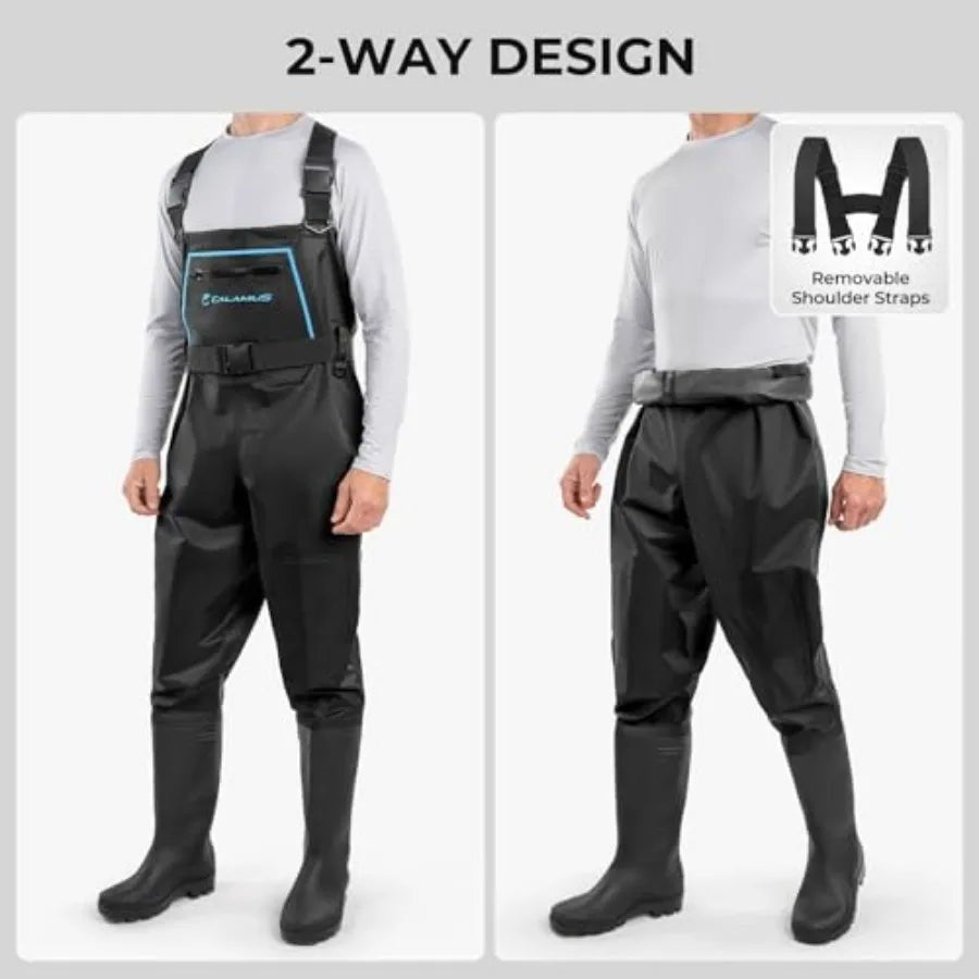 WaveWalker Fishing Waders for Men and Women, 100% Waterproof PVC Waders with Slip-Resistant Boots, Tear-Resistant Nylon