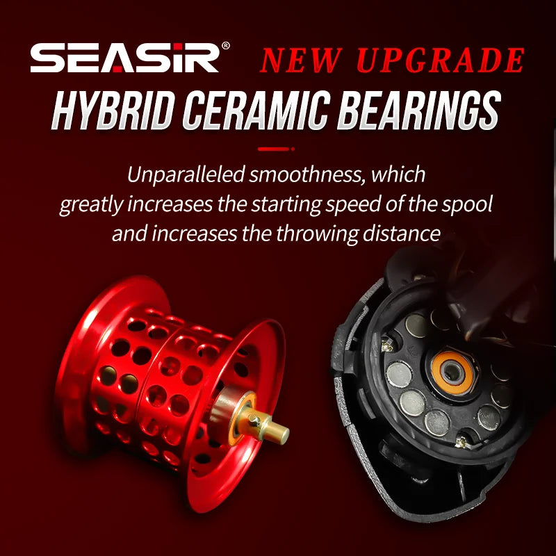 Baitcasting Fishing Reel 146g Ultralight Carbon 11+1 7.3:1 HS Ratio Hybrid Ceramic Bearing Double Spools Seawater