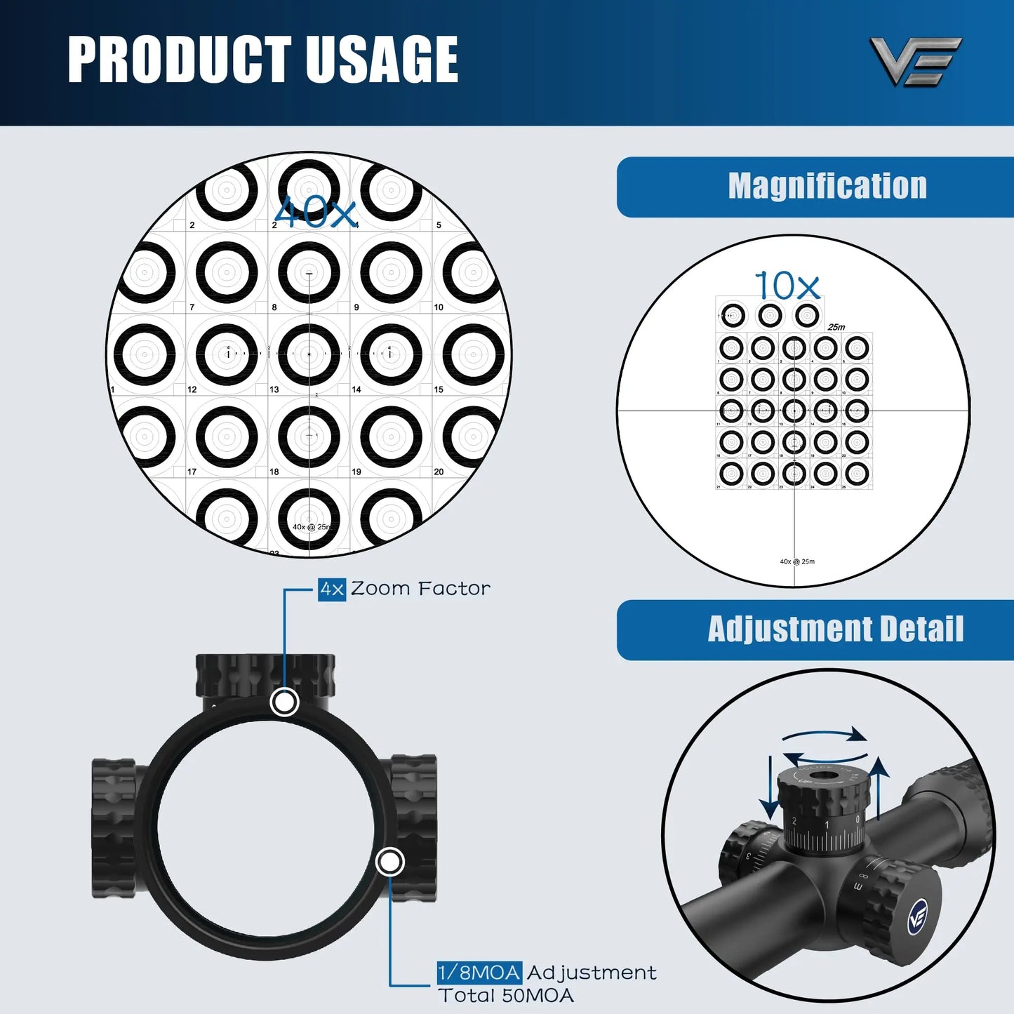 Vector Optics Sentinel-X 10-40x50 Center Dot Riflescope Exclusive for 25M Benchrest Airgun Target Shooting Fit .177 .22 .25 .308
