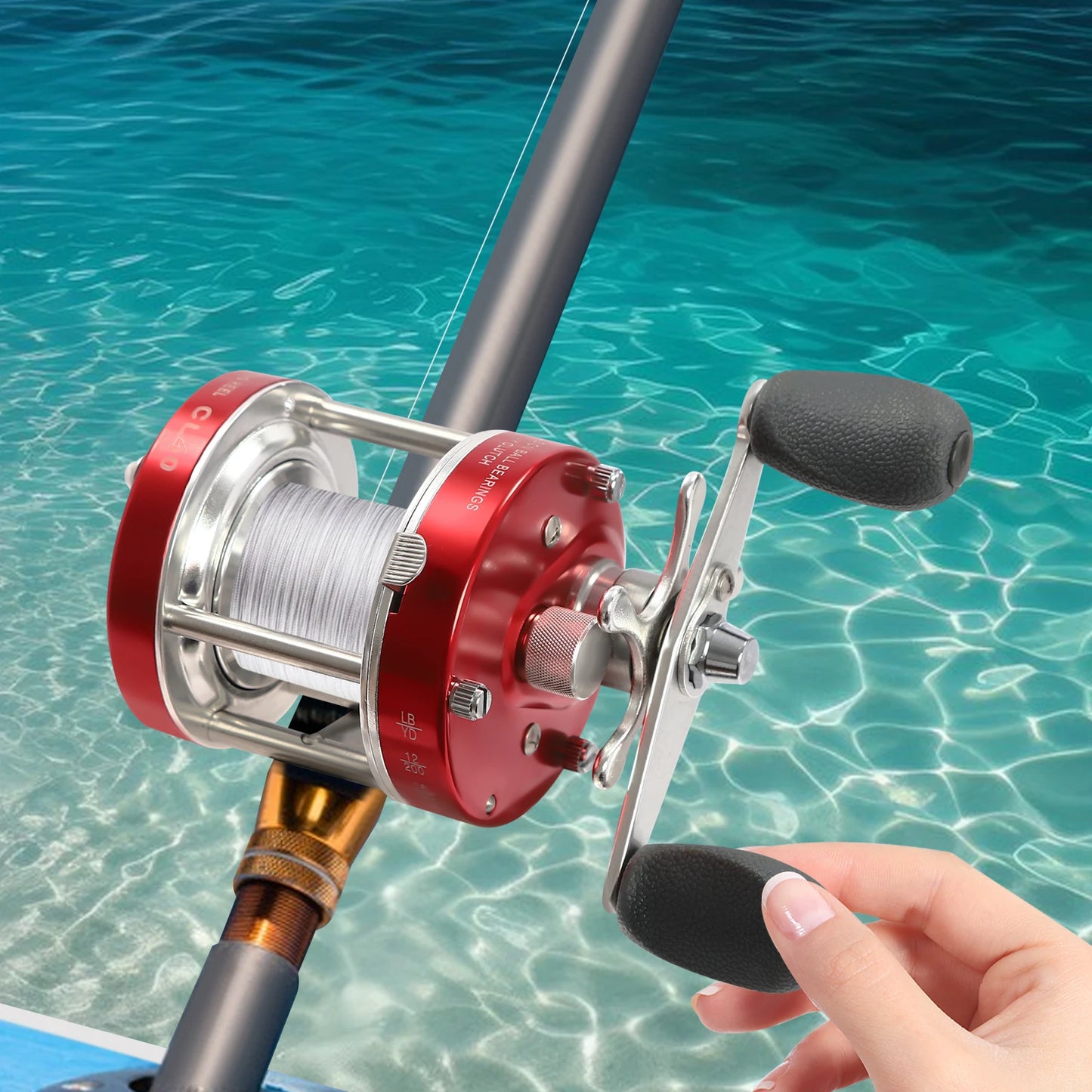 Round Baitcasting Reel Conventional Reel for Catfish #40 Left/Right Hand Baitcasting Fishing Reel
