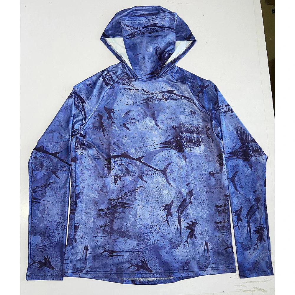 Fishing Hoodie Shirt Sailing Breathable Mask Neck Men Sun Protection Hunting Jersey Fish Gear Beach Tops Wear