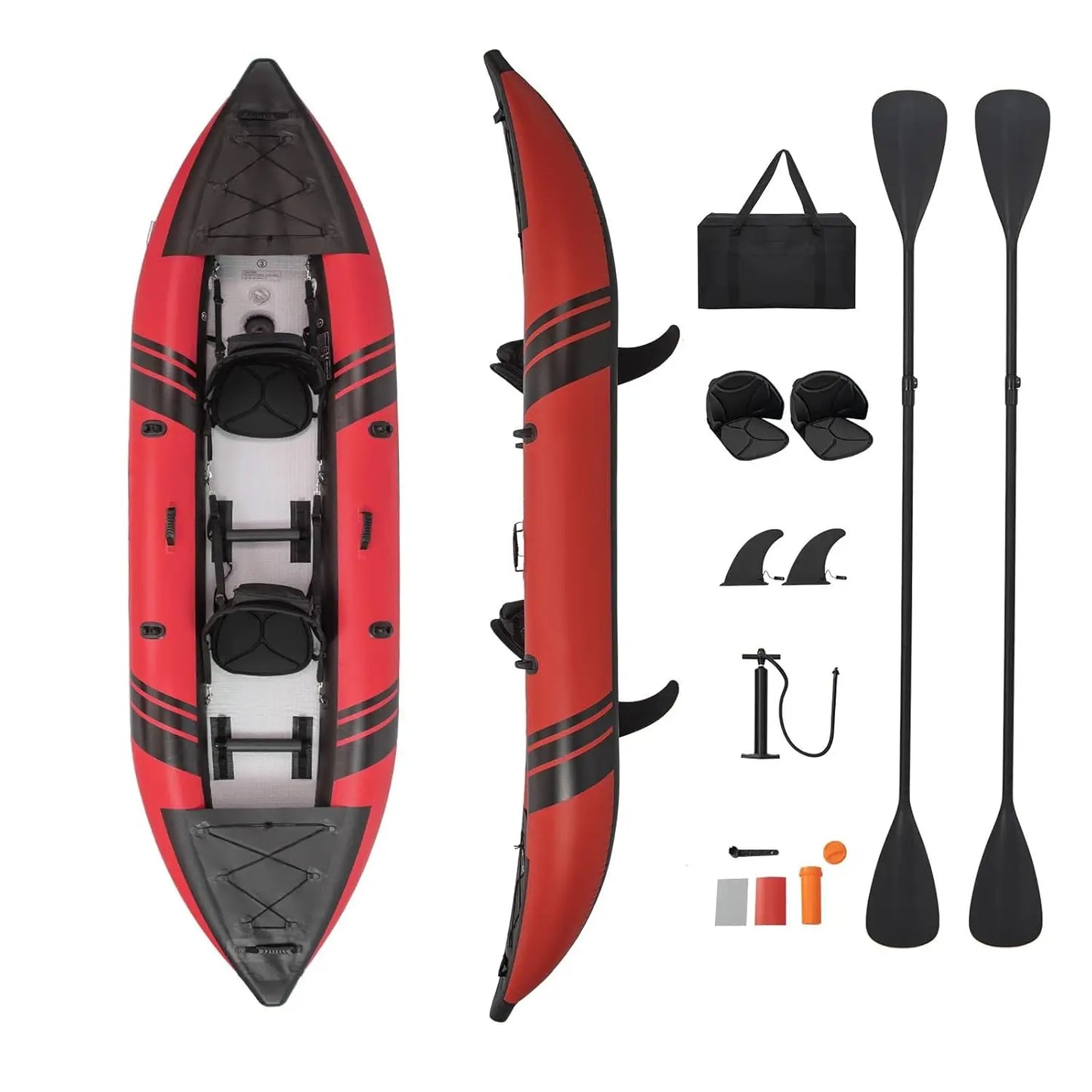 Inflatable Kayak, 2 Person Canoe with 507 lbs Capacity, Drop-Stitch Floor, All Accessories & Carry Bag, 12.5 ft Large, Custom