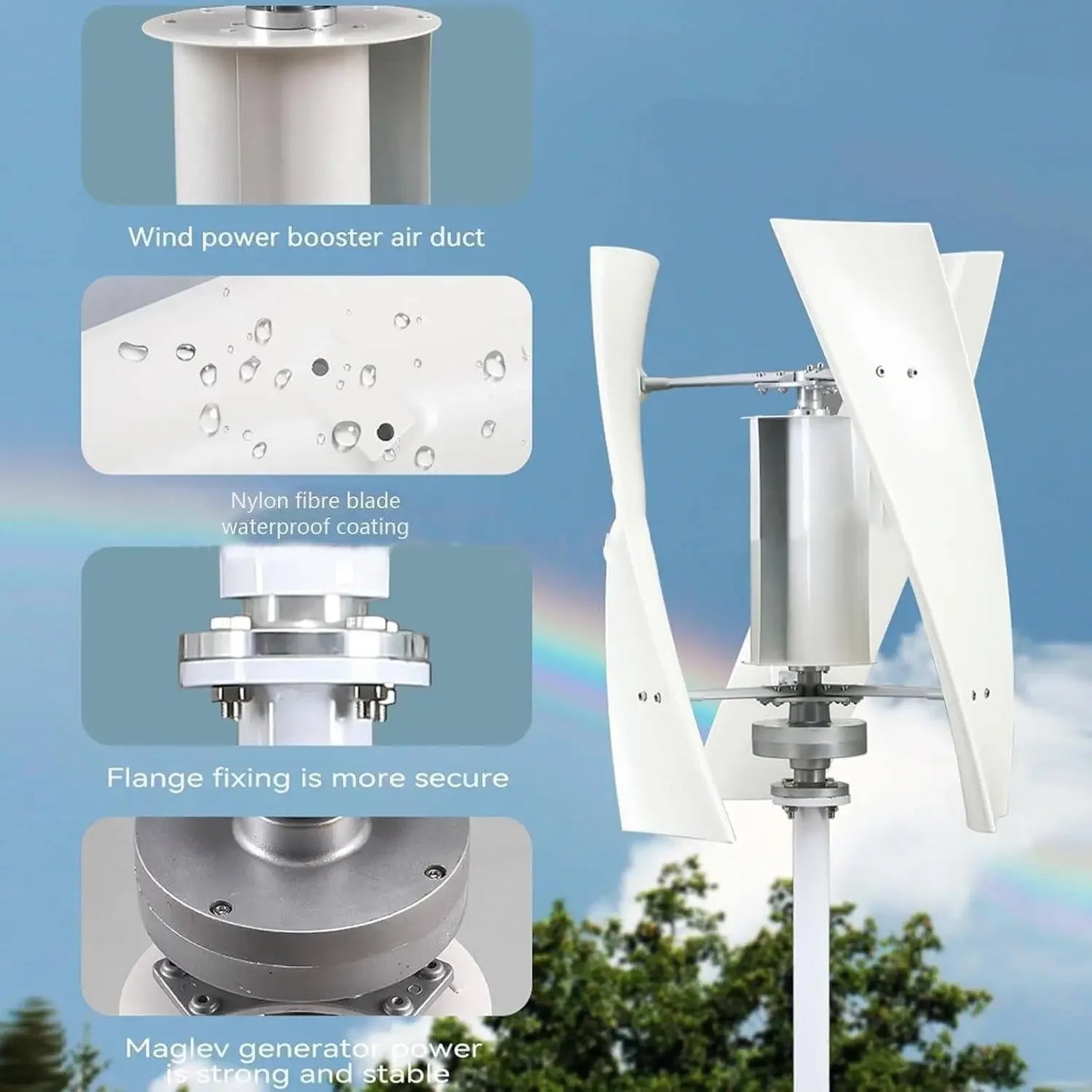 20000W Vertical Axis Wind Turbine Generator Kit with Controller & Grid Inverter - Efficient, Eco-Friendly Home Power Solution fo