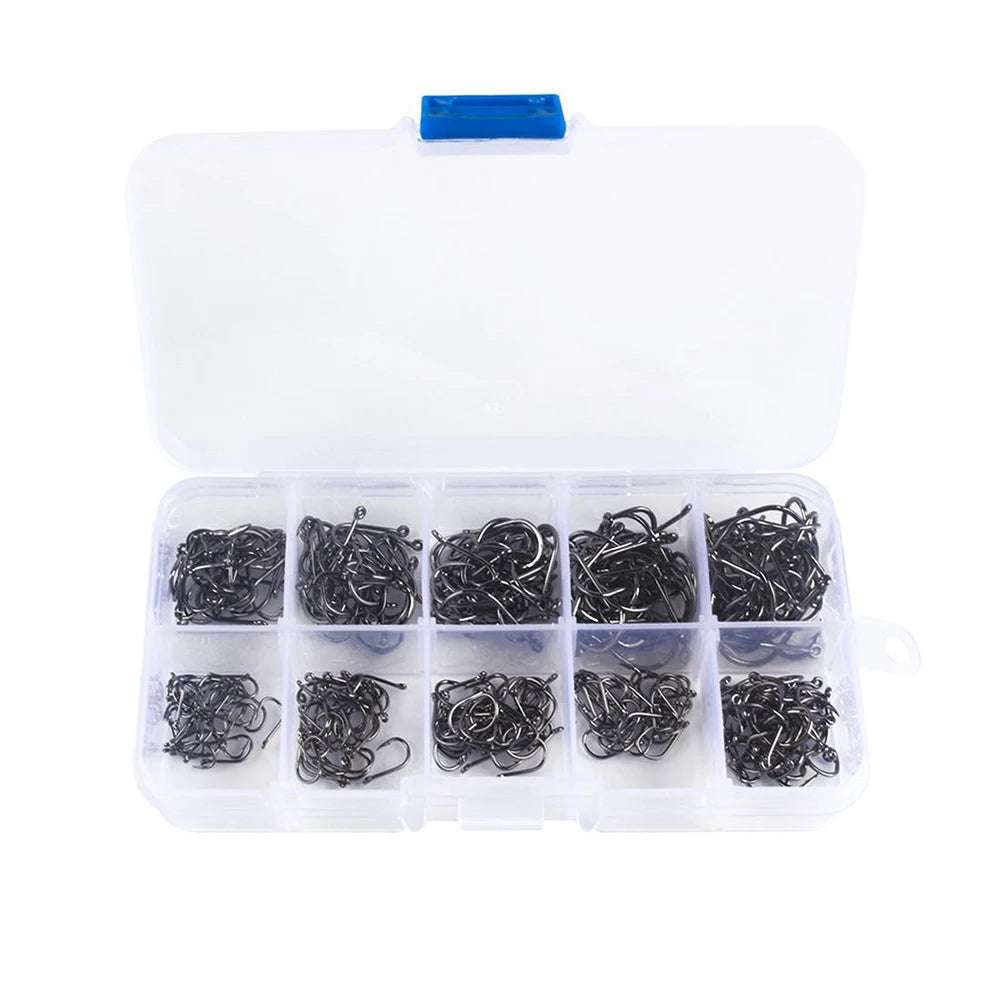 600pcs/1000pcs 3-12 Size Fishing Hooks High Carbon Steel Sharp Barbed Fishhooks Corrosion Resistance Fishhooks