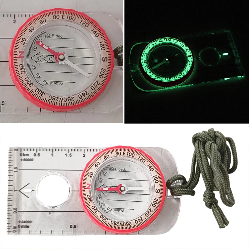 Luminous GPS Compass Shockproof Waterproof Compass Travel Tools High Accuracy Multifunctional with Magnifier for Hiking Survival