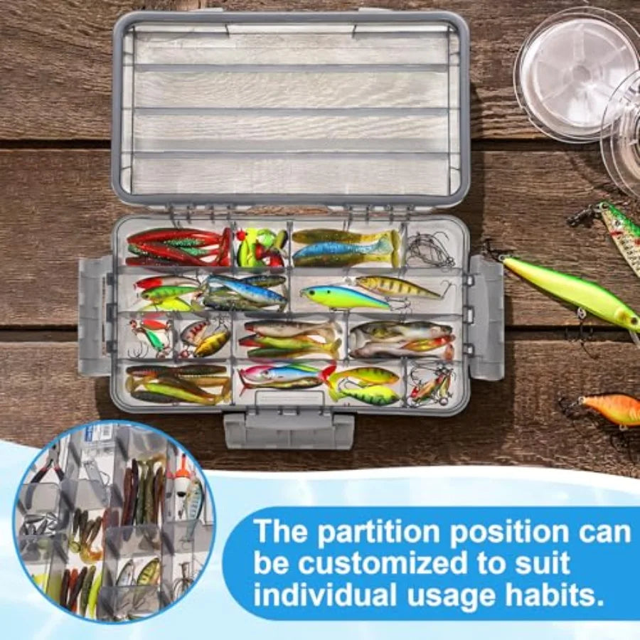 6 Pack Waterproof Fishing Tackle Box 3700 Tackle Trays with Removable Dividers Plastic Lures Terminal Storage Organizer Box Fis