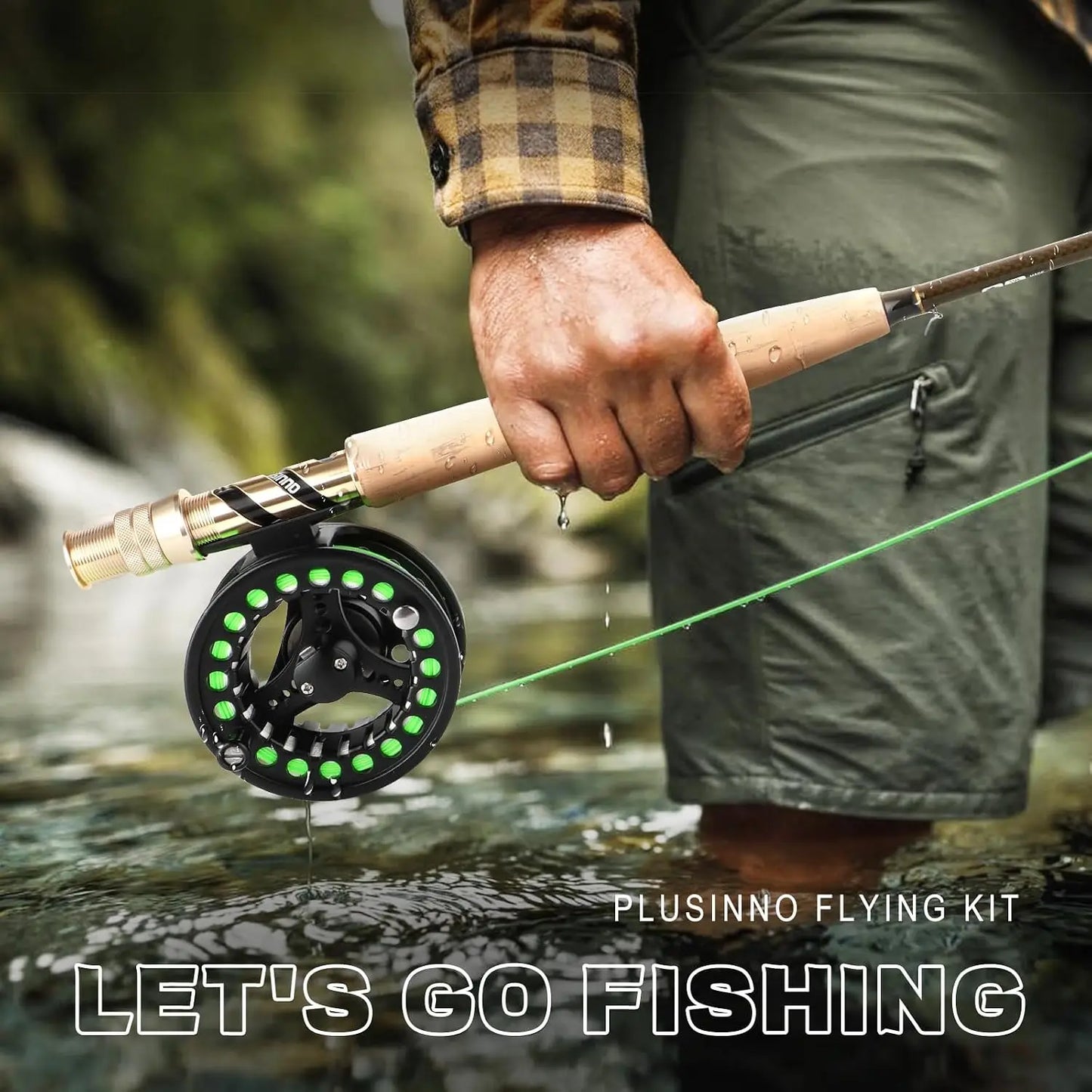Complete Fly Fishing Rod & Reel Combo, 5/6 Weight 4-Piece Graphite Starter Kit with Carrier Bag