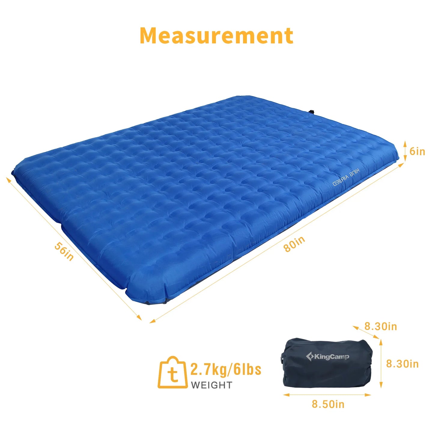Double Air Pad, 6.0 Inches Extra Thick Ultralight Inflatable Sleeping Pad For Camping, Hiking, Courtyard, Carry Bag