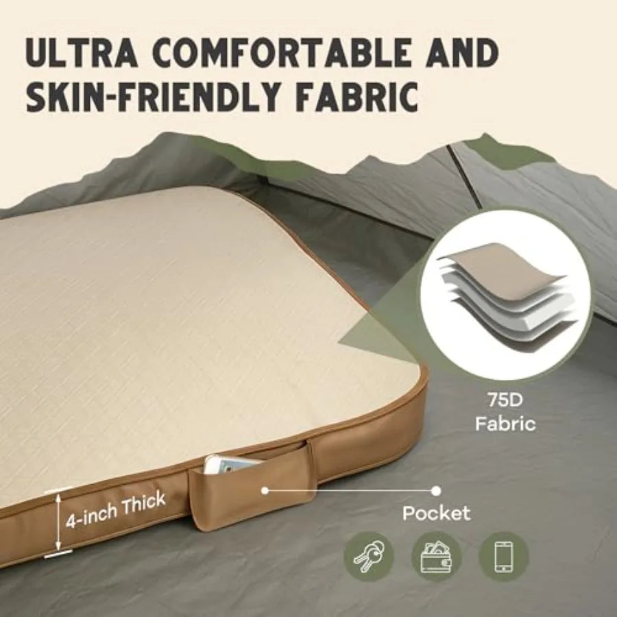 Self-Inflating Camping Sleeping Pad 4 Wandermate Memory Foam Air Mattress for Backpacking Car Camping Tents Compact and Durable