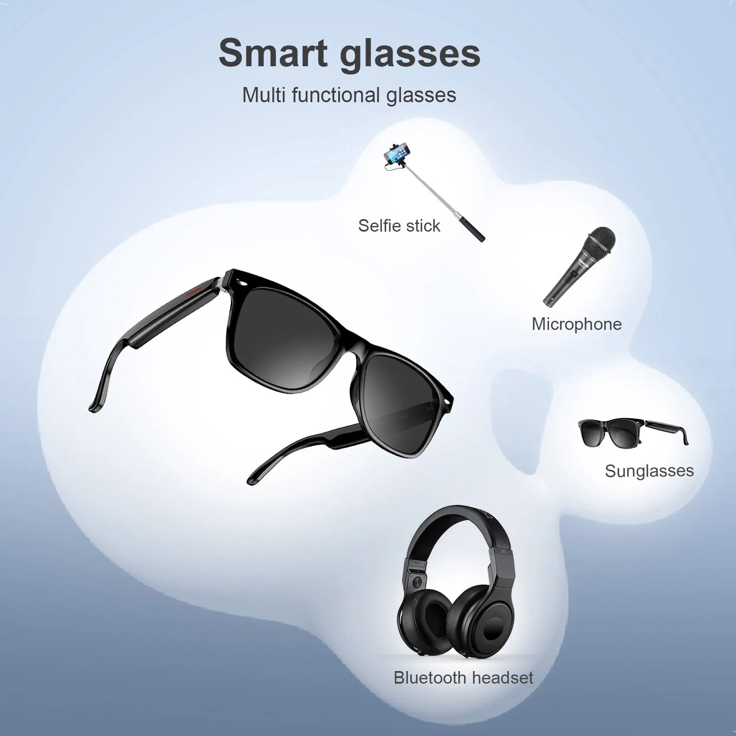 Blackview Bluetooth Smart Glasses Built-in Speaker&Mic IPX4 Waterproof Outdoor Polarized UV Protection Sunglasses for Men Women