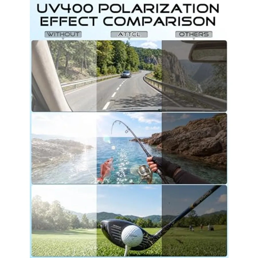 Polarized Sunglasses Men for Fishing: UV Protection Lightweight TR90 Sports Wrap Sun Glasses Driving Golf Running