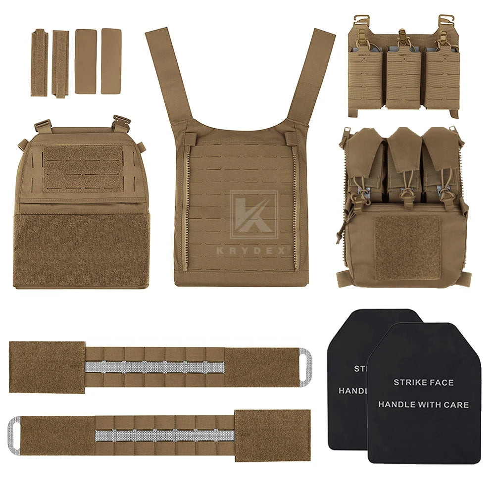 FCPC V5 Plate Carrier Tactical Vest Front Triple Mag Pouch Cobra Buckle Tegris Cummerbund with Backpack Full Set Vest