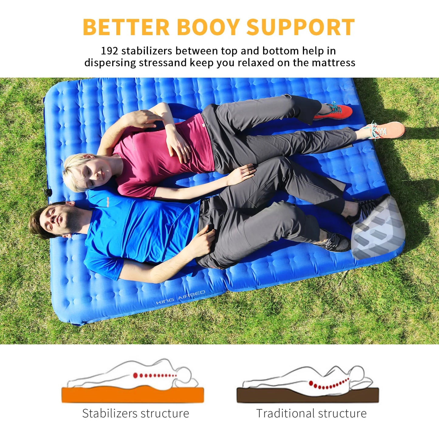 Double Air Pad, 6.0 Inches Extra Thick Ultralight Inflatable Sleeping Pad For Camping, Hiking, Courtyard, Carry Bag