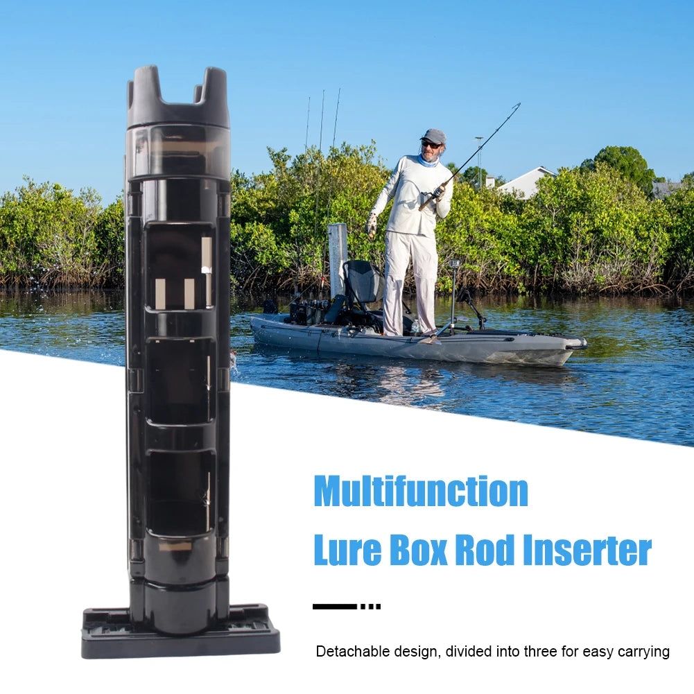 Fishing Tool Box Multi-layer Portable Lure Hook Box Multifunctional Large Capacity Seatable Rod Insert Slot for Angling Lovers