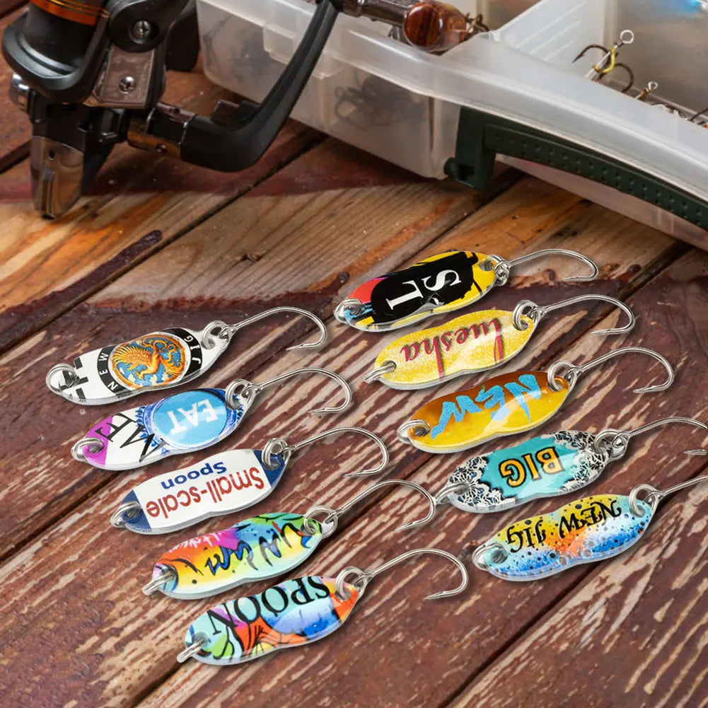 10pcs/box Metal Spoon Fishing Lures Spinner Bait Crankbait Fisherman Gift for Salmon Pike Bass Fishing Tackle