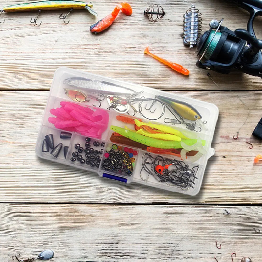 115pcs Fishing Lure Set Soft and Hard Bait Set Fishing Accessories Gifts for Men