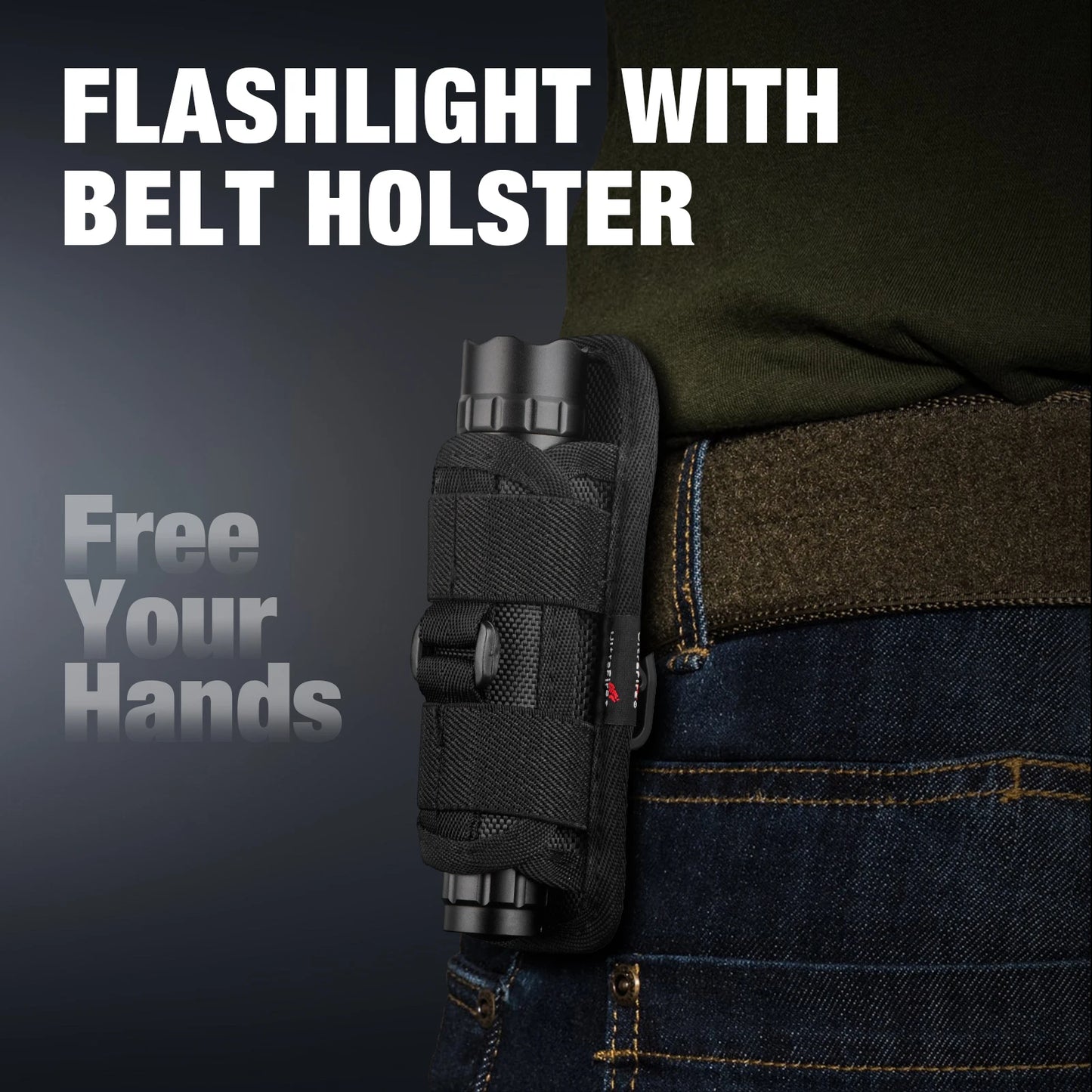 UltraFire WF-501BX Tactical Flashlight with Holster 3 Mode 1200 Lumens USB C Rechargeable Police Flashlight Law Enforcement Lamp