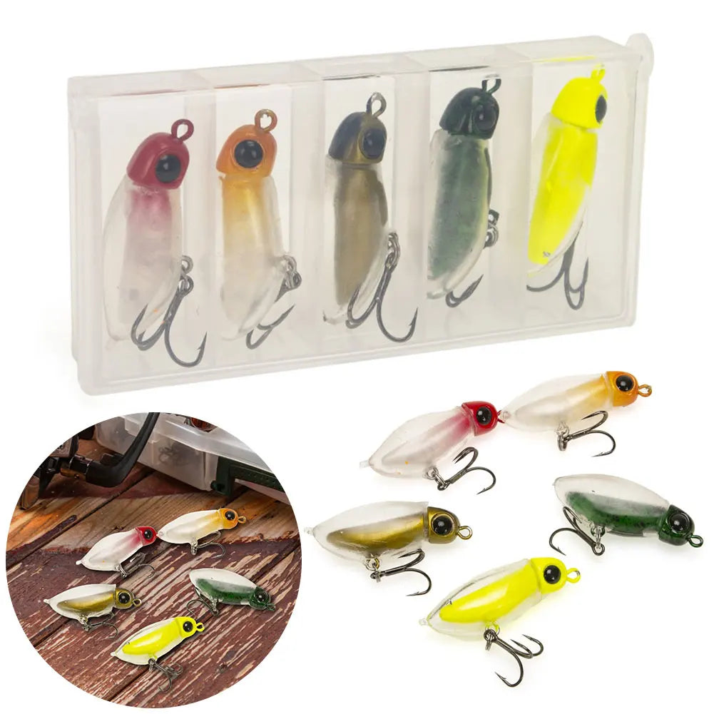 5pcs Insect Micro Bait 40mm 2.3g Trout Lure Artificial Bait Wobblers for Freshwater and Saltwater Fishing