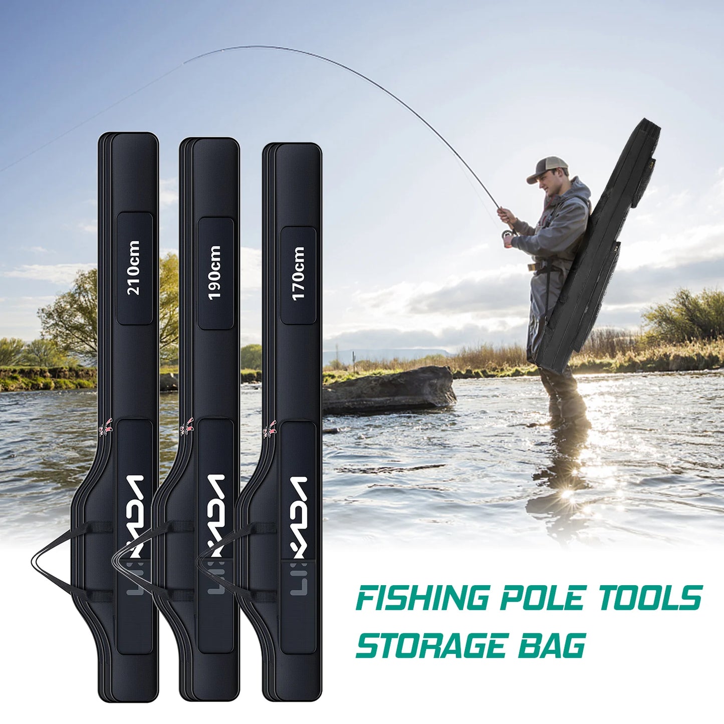 210/190/170cm Fishing Bag Oxford Cloth Folding Fishing Rod Reel Bag Fishing Tackle Storage Bags Travel Carry Case