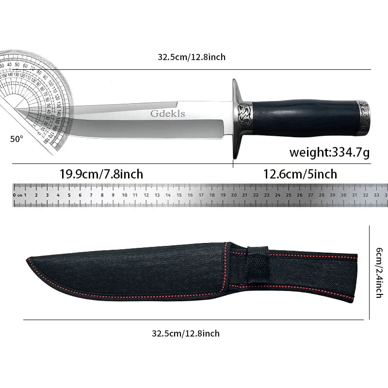 Durable stainless steel fixed knife, practical knife for outdoor hunting and camping, safe finger guard and comfortable handle