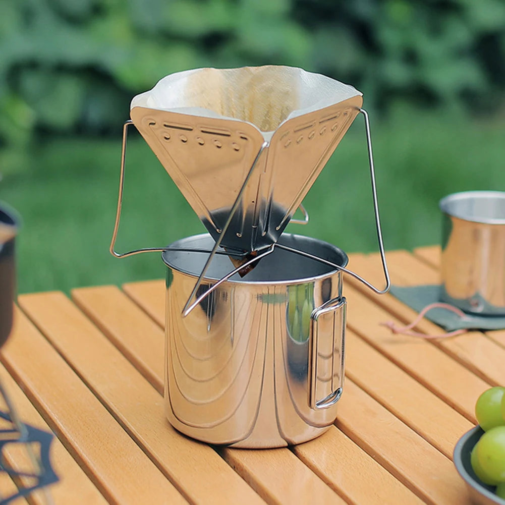Coffee Cup with Foldable Handle Camping Mug Lightweight Portable Camping Cup Stainless Steel for Camping Hiking