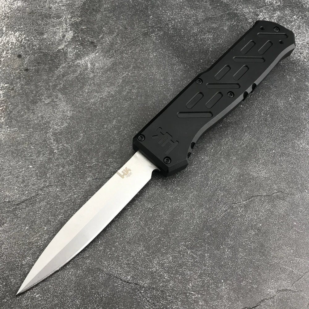 HK14850 Compact Camping Knife - D2 Steel Blade with Nylon Carry Bag, T6 Aluminum Handle Ideal Travel & Everyday Carry (EDC) Tool