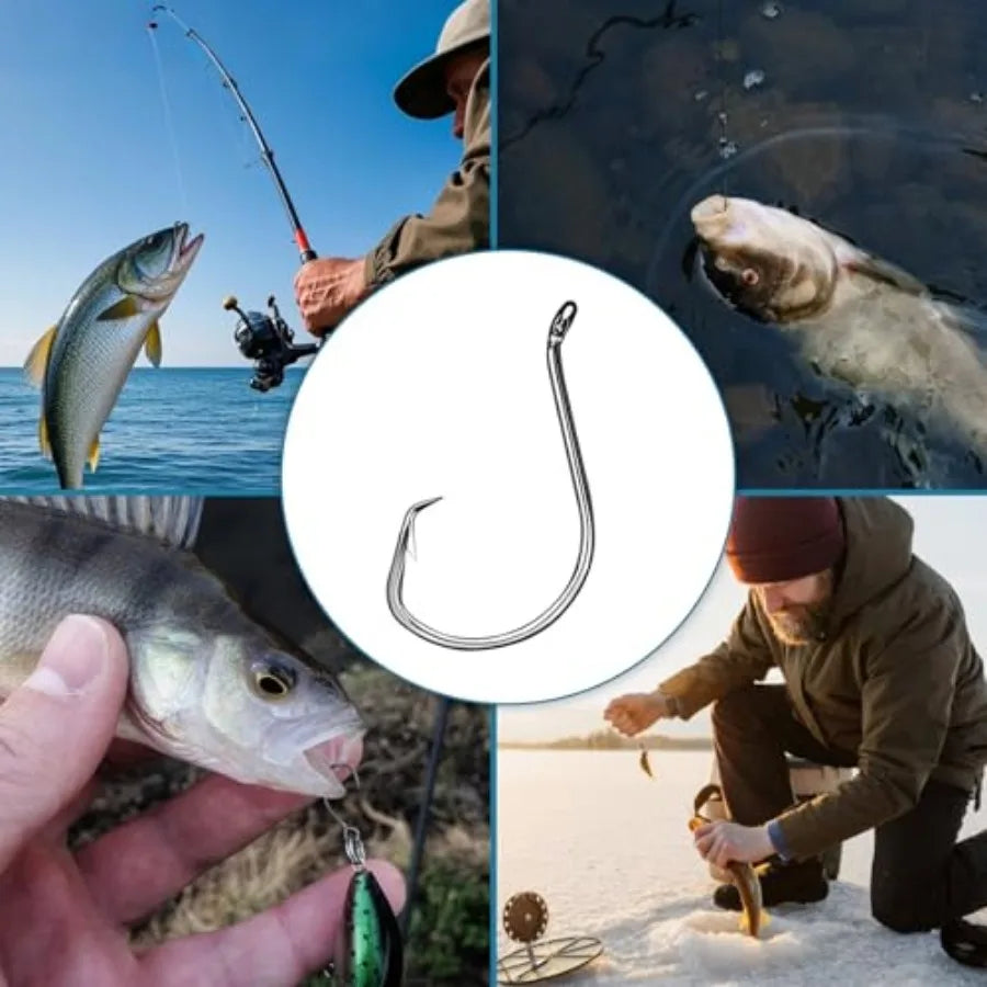 150PCS Circle Hooks, Strong High Carbon Steel Fresh and Saltwater Fishing Hooks, Variety of Different Sizes Circle Hook - Size: