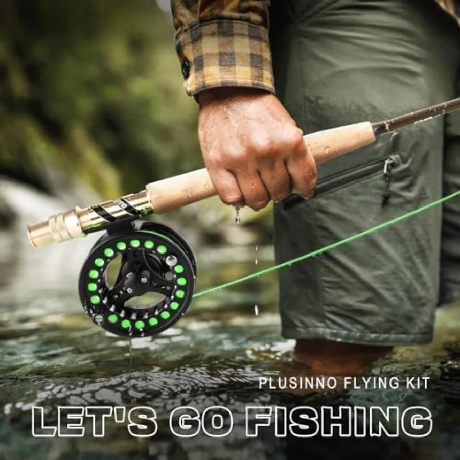 Fly Fishing Rod and Reel Combo, 4 Piece Lightweight Ultra-Portable Graphite Fly Rod 5/6 Complete Starter Package with Carrier B
