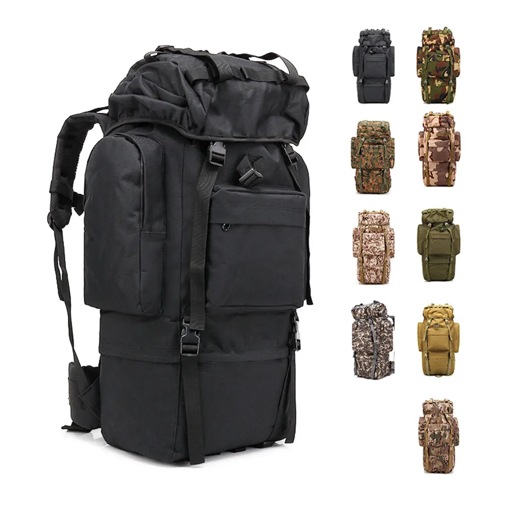 65L Military MOLLE Large Capacity Backpack Daypack Bag with Internal Frame Waterproof Rucksack for Camping Hiking