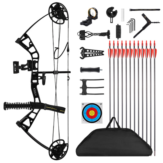 Junior Compound Bow Set for Youth, Kids, Beginners & Women, 10-40Lbs 16"-28" Adjustable Lightweight Hunting and Shooting Bow