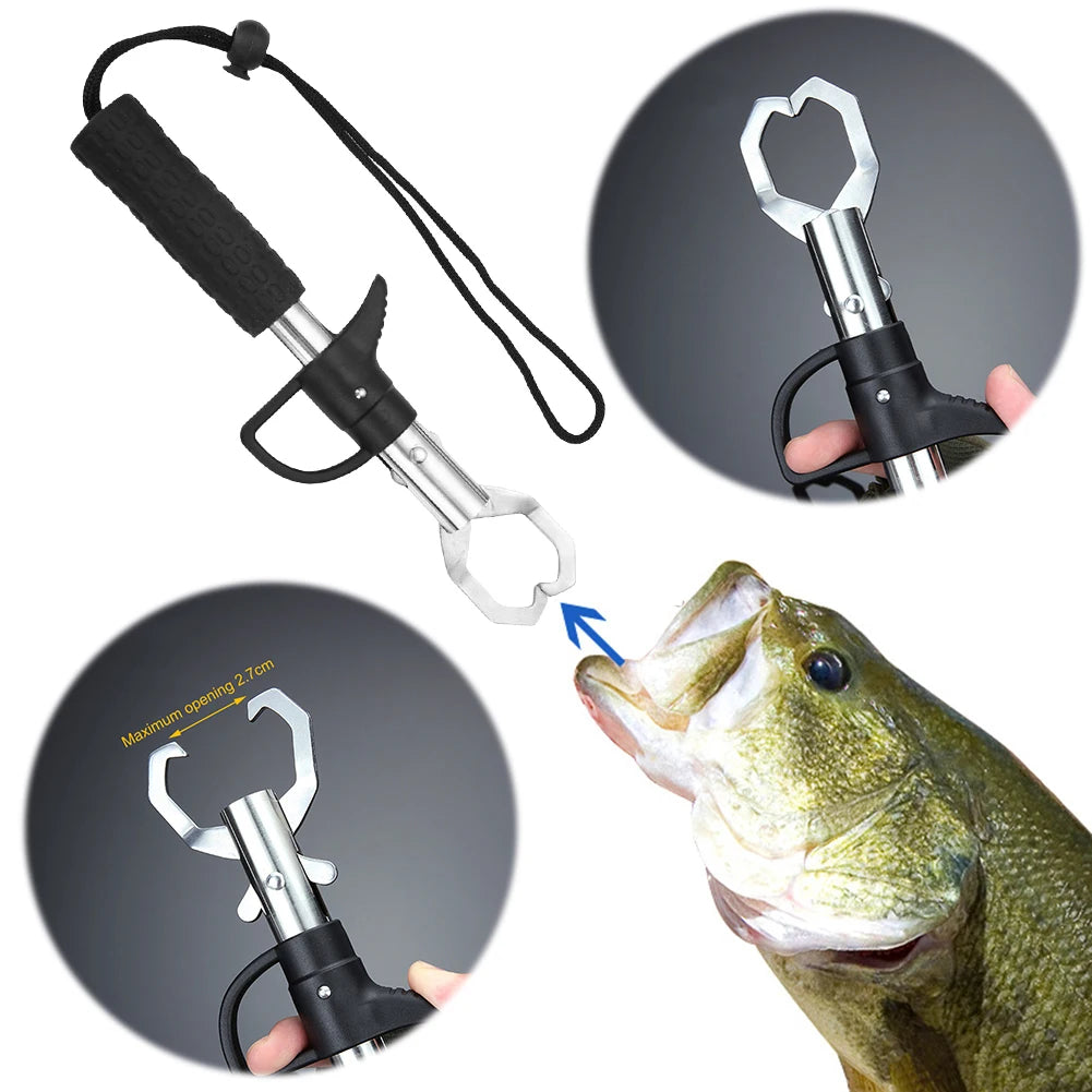 23CM Stainless Steel Fishing Gripper Fish Controller Portable Fish Grip Lip Catcher Pliers Fish Lip Grabber Fishing Equipment