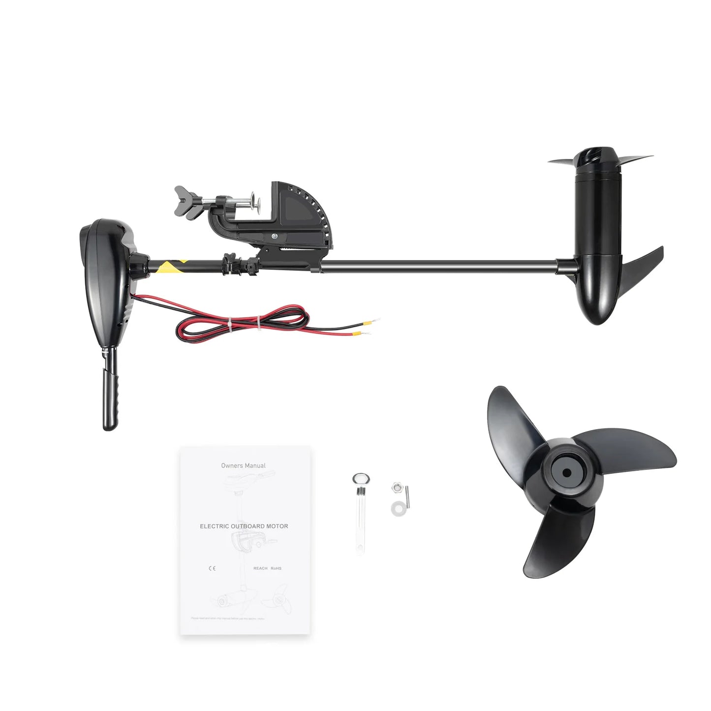 Electric Trolling Outboard Motor 80lbs Thrust, 12V 626W with 5 Forward 3 Reverse Gears, for Fishing Boat 6-8 People