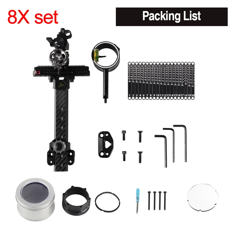 1pc 4/6/8x Lens Compound Bow Single Pin Sight Carbon Fiber Rod Adjustable for Bow Outdoor Hunting Shooting Bow Aiming Tool