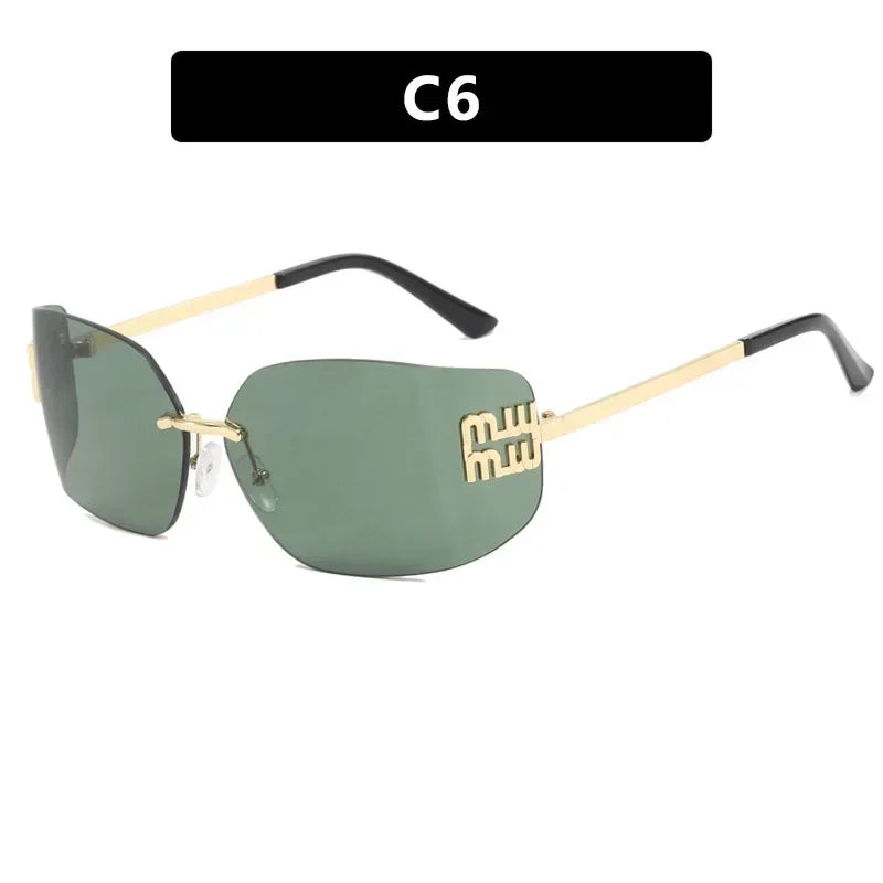 2025 Retro Frameless Design Sunshade Luxury Metal Women's Sunglasses High Quality Decoration Travel Hiking Sunglasses