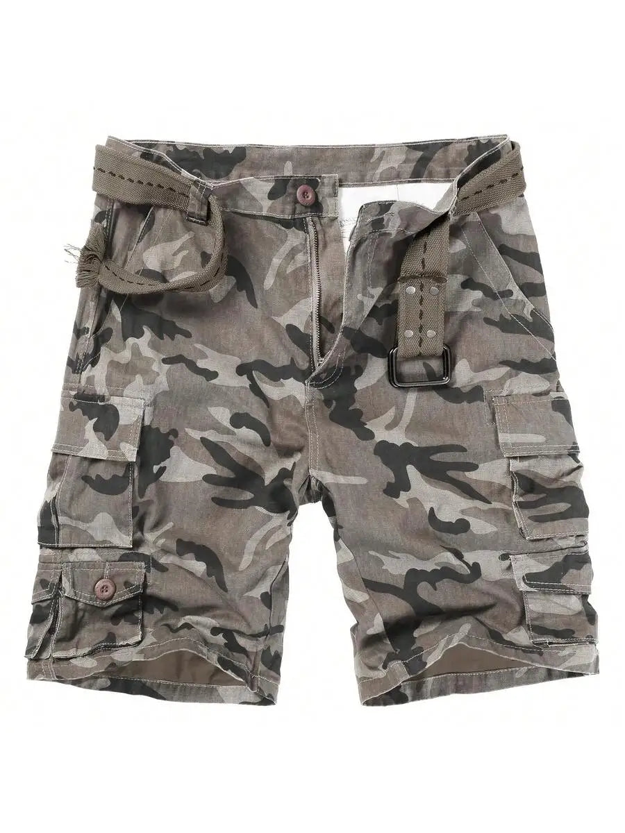 Mens 9-Pocket Camo Cargo Shorts Cotton Lightweight Casual Work Shorts