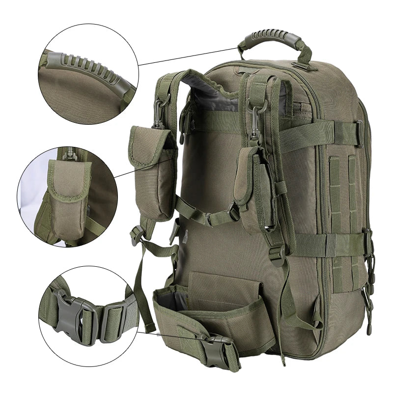 60L Male Travel Tactical backpack Hiking Camping backpack Expandable Army Backpacks 3 Day Assault Pack Rucksacks