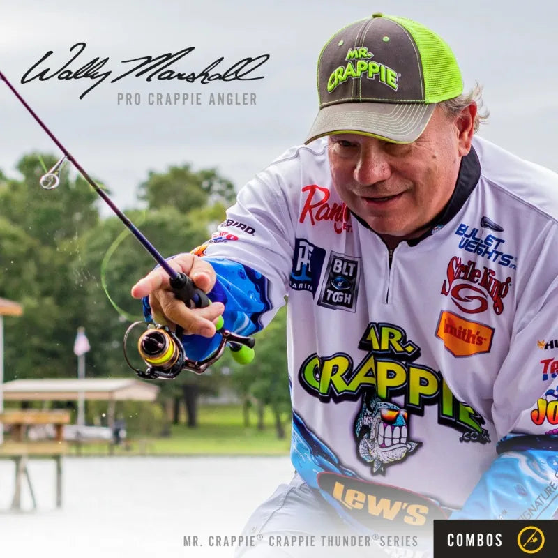 Crappie Thunder Spinning Reel and Fishing Rod Combo, 6-Foot 6-Inch Rod, Size 75 Reel, Green