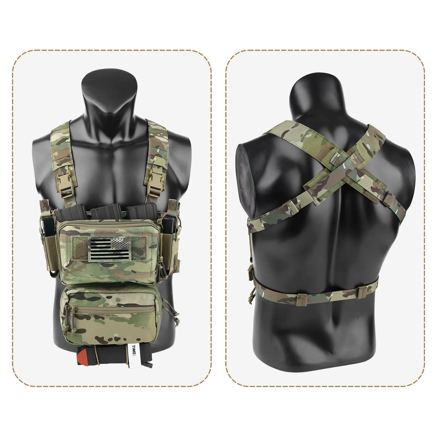 Tactical Micro D3CR Chest Rig with Triple 5.56 7.62 9mm Magazine Pouch Adjustable Strap Hunting D3CRM Gear Accessories