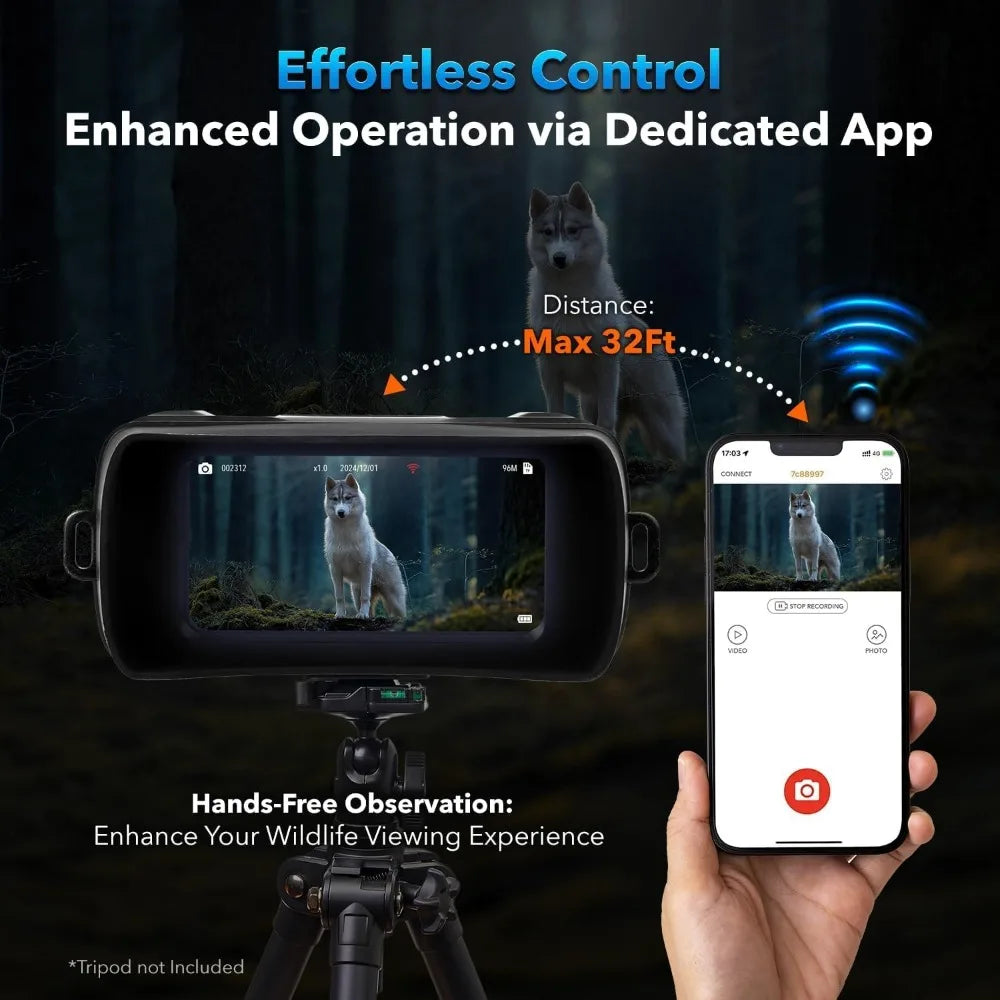 Night Vision binoculars -52 megapixel photos, 10x zoom, Level 7 infrared, 4000mAh, 32GB card - ideal for hunting and safety