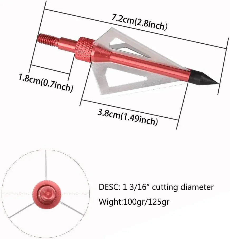 Hunting Broadheads 3 Blades Archery Broadheads 100 Grain 12 Pack Screw Arrow Heads Arrow Tips for Crossbow Compound Bow