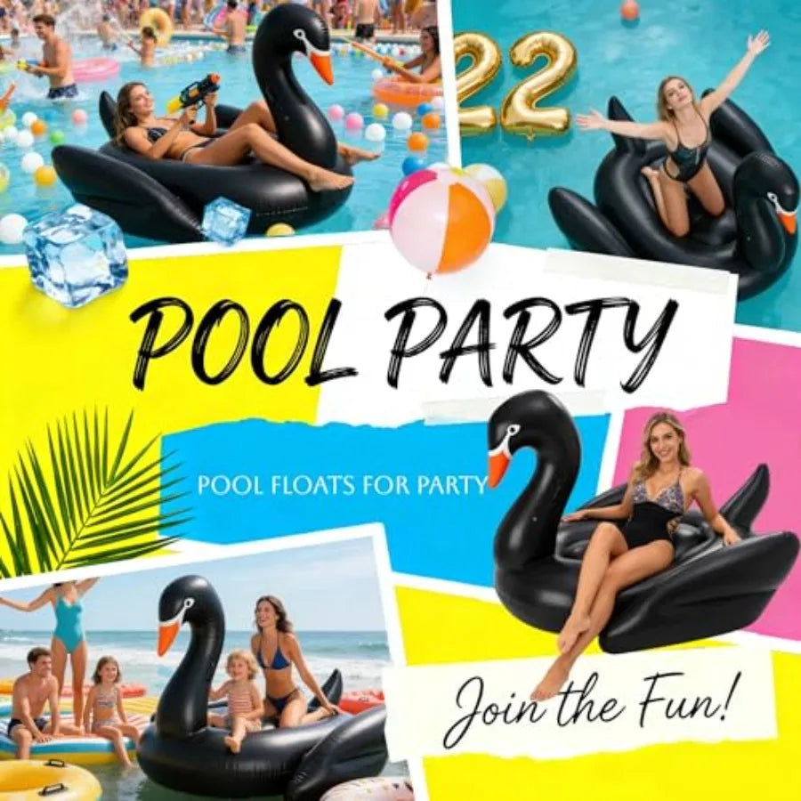 Adult Heavy Duty 70 Black Swan Pool Float for Swimming Pool Lounger Beach Party Outdoor Water Play Durable Material Ideal for P