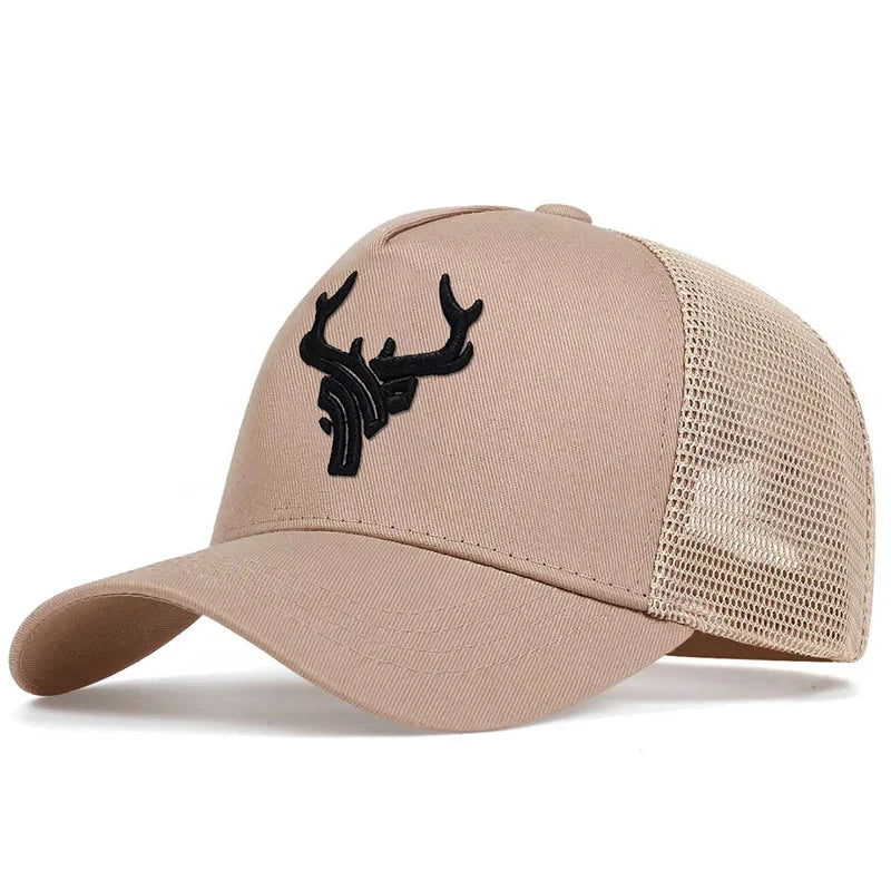 1piece Unisex Antlers Embroidery Baseball Net Hat Outdoor Adjustable Sunscreen Leisure Hat Spring Autumn Travel Tourism Vacation